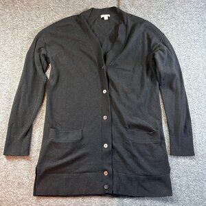 Gap Thin Black Cardigan Merino Wool Size Small Cozy Goth Officewear Button Up